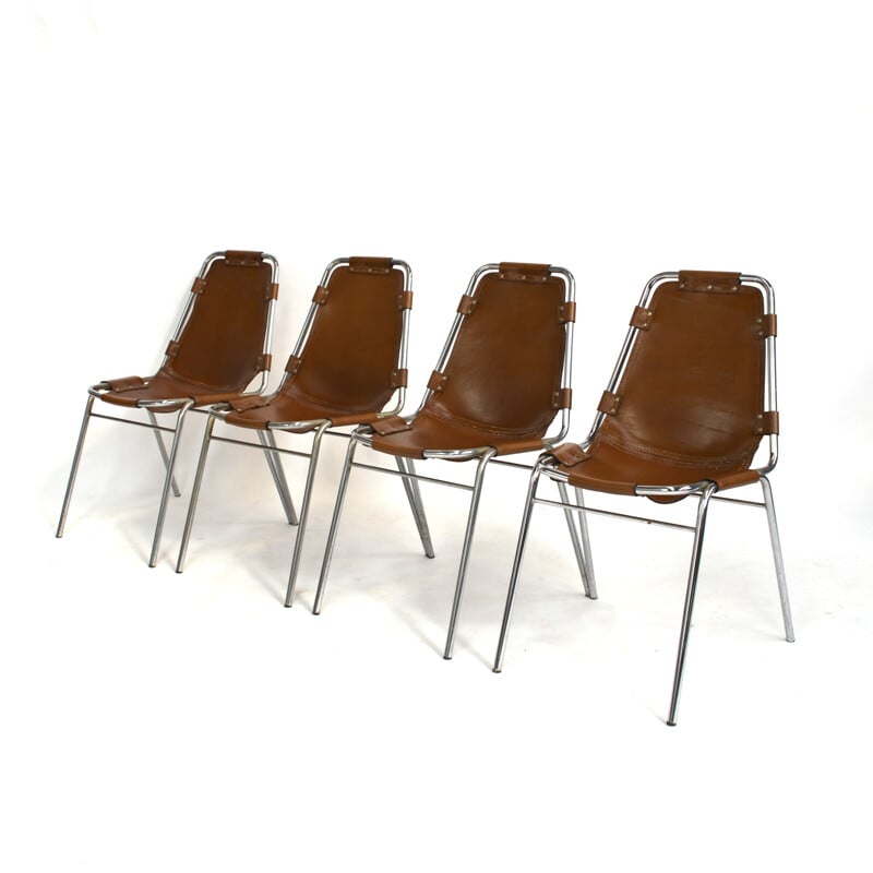 Suite de 4 Chaises Les Arcs de Charlotte Perriand  - 1970