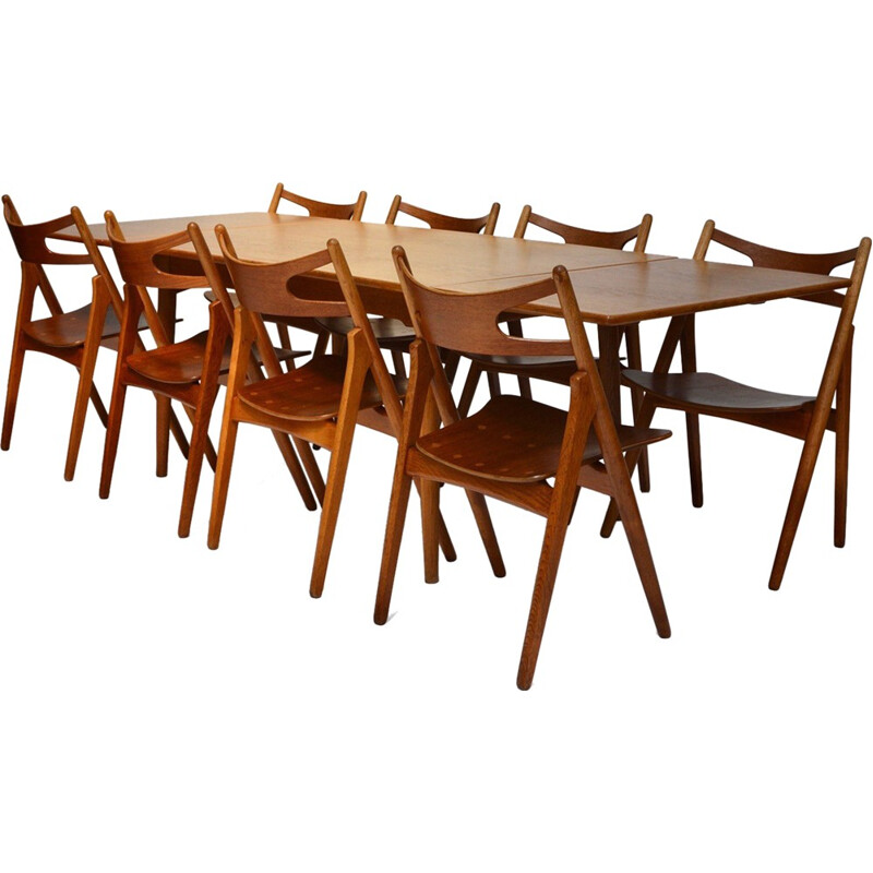  AT312  Sawbuck Dining Set by Hans Wegner - 1950s