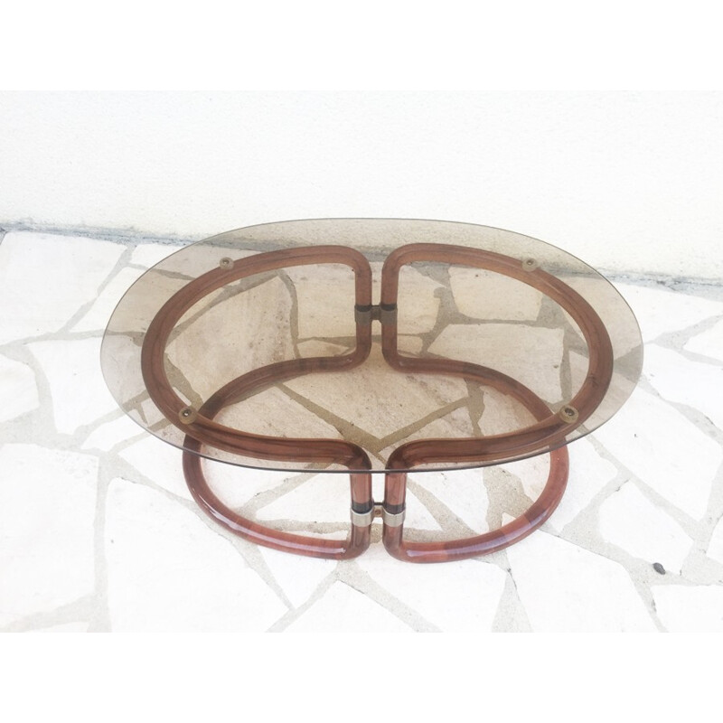 Italian coffee table in plexiglass and glass - 1970