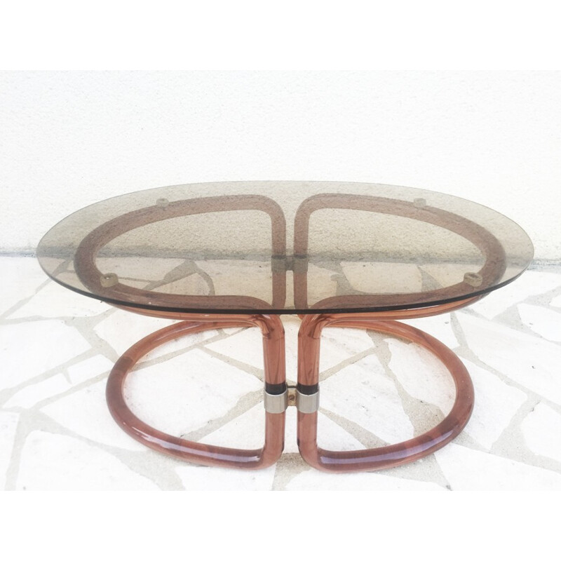 Table basse italienne plexiglas et verre - 1970