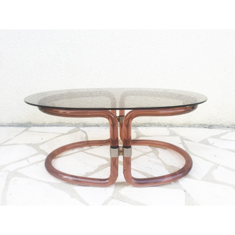 Table basse italienne plexiglas et verre - 1970