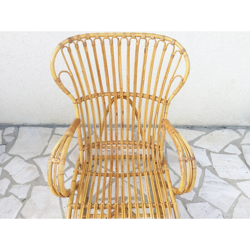 Mid-century rattan rocking-chair - 1960