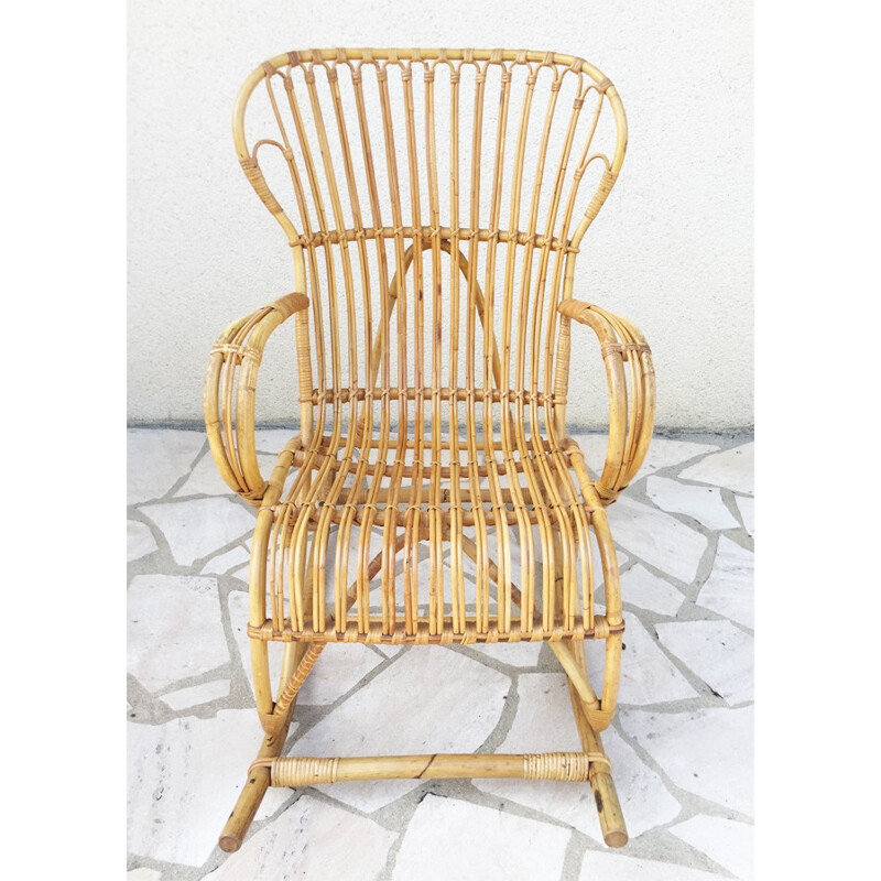Mid-century rattan rocking-chair - 1960