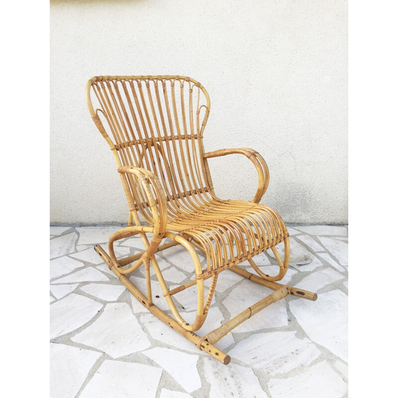 Mid-century rattan rocking-chair - 1960