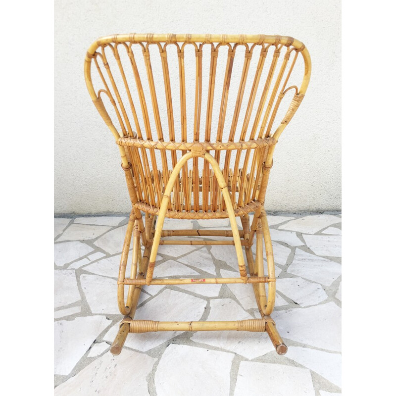 Mid-century rattan rocking-chair - 1960