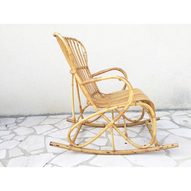 Mid-century rattan rocking-chair - 1960