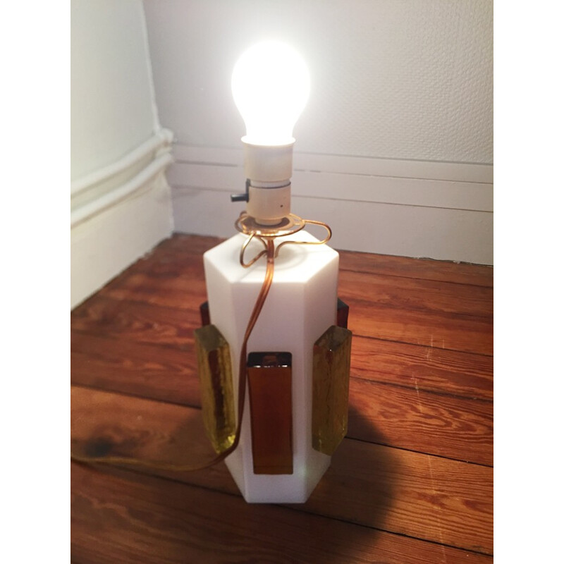 Scandinavische opaline glazen lamp - 1960