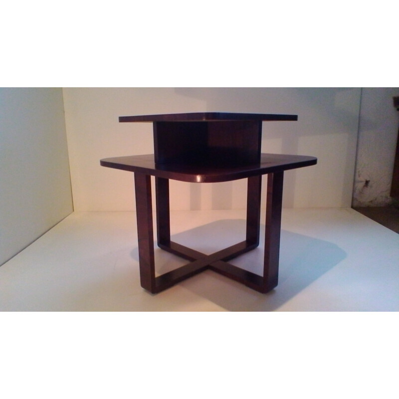 Mesa de centro rectangular vintage de madera curvada de Jindrich Halabala, 1940