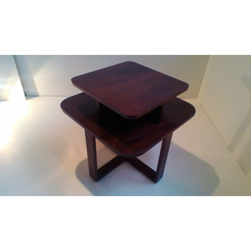 Mesa de centro rectangular vintage de madera curvada de Jindrich Halabala, 1940