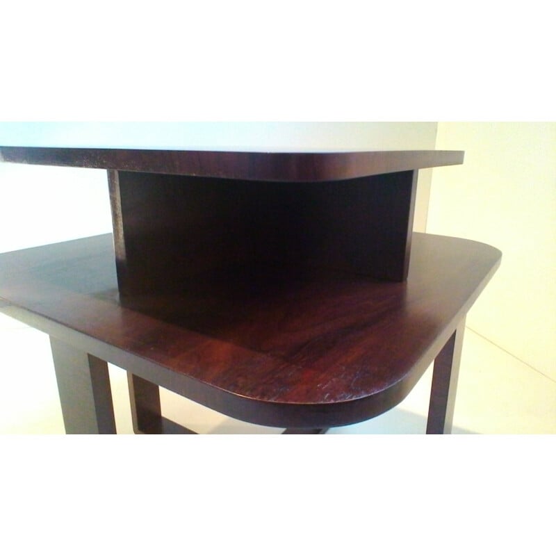 Mesa de centro rectangular vintage de madera curvada de Jindrich Halabala, 1940