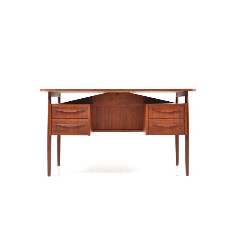 Mid-Century desk in teak with 4 drawers - 1950s