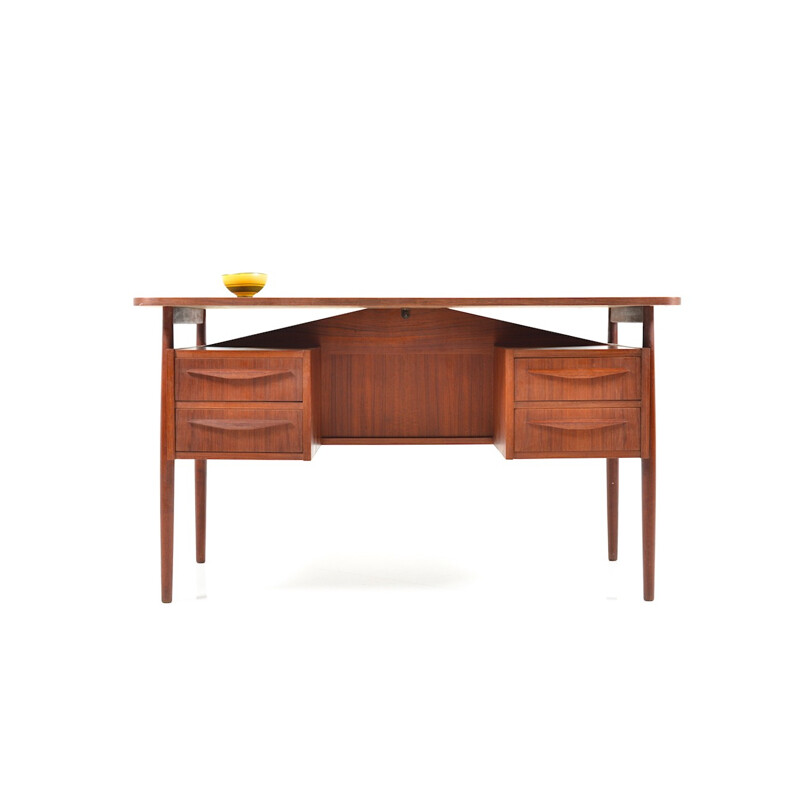 Mid-Century desk in teak with 4 drawers - 1950s