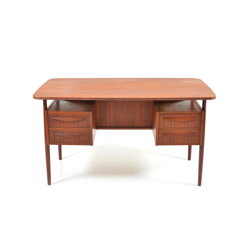 Mid-Century desk in teak with 4 drawers - 1950s