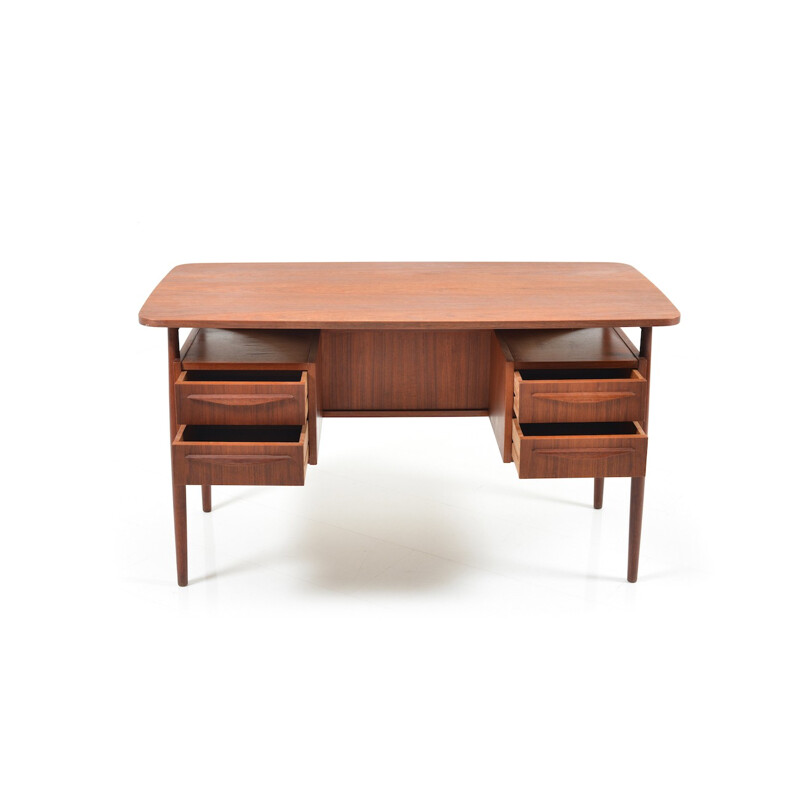 Mid-Century desk in teak with 4 drawers - 1950s