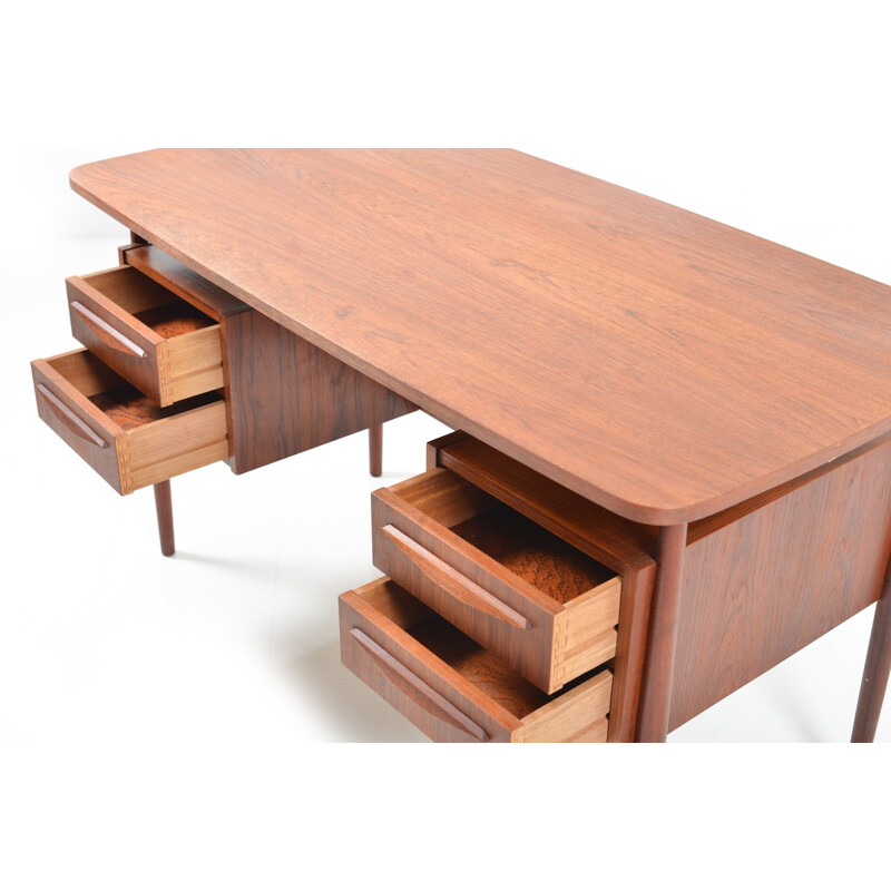 Mid-Century desk in teak with 4 drawers - 1950s