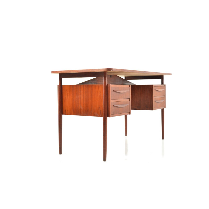 Mid-Century desk in teak with 4 drawers - 1950s