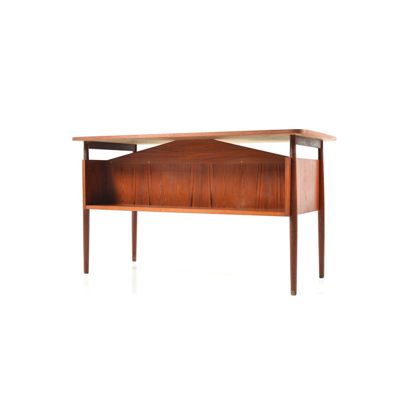 Mid-Century desk in teak with 4 drawers - 1950s