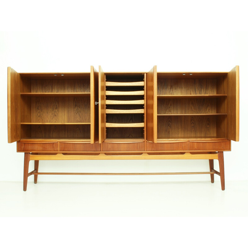 Danish Teak Highboard by Svend Åge MADSEN for K. Knudsen & Søn - 1950s