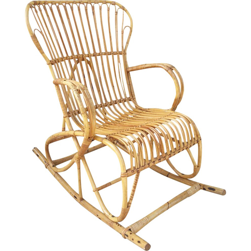 Mid-century rattan rocking-chair - 1960