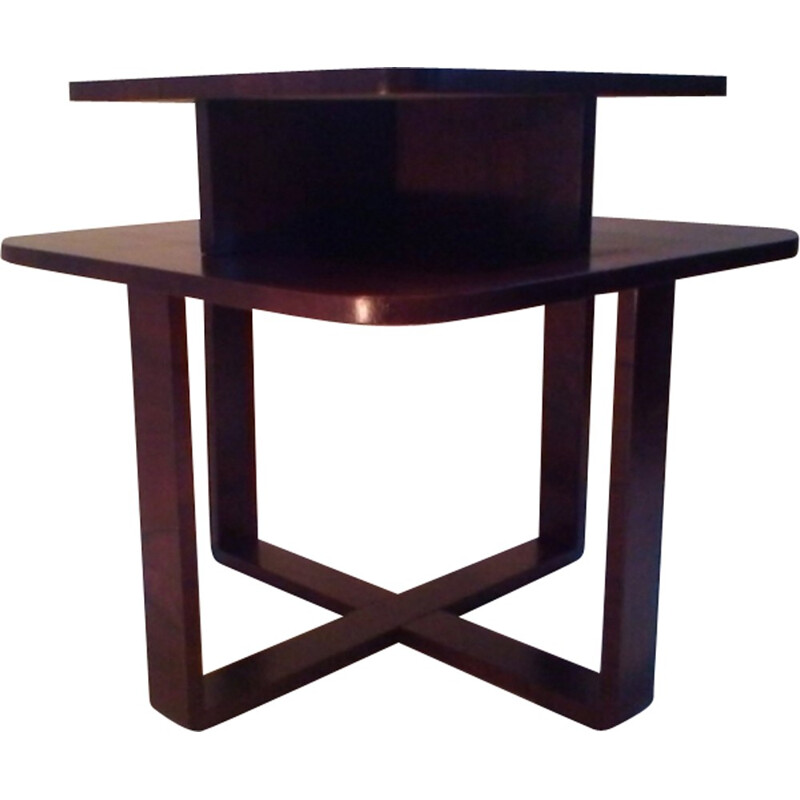 Mesa de centro rectangular vintage de madera curvada de Jindrich Halabala, 1940