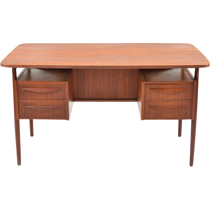 Mid-Century desk in teak with 4 drawers - 1950s