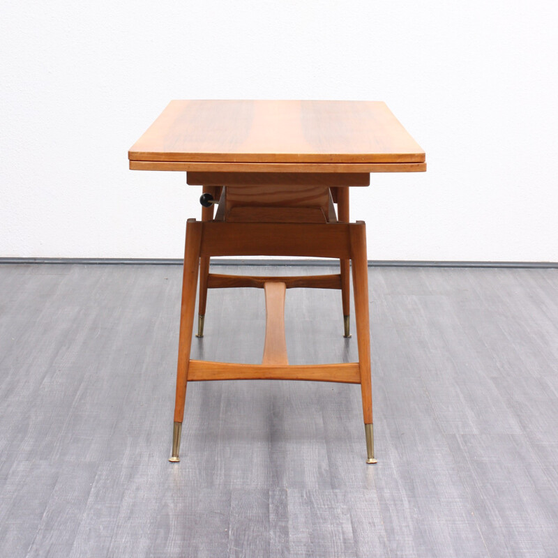 Vintage ajustable height walnut table - 1950s