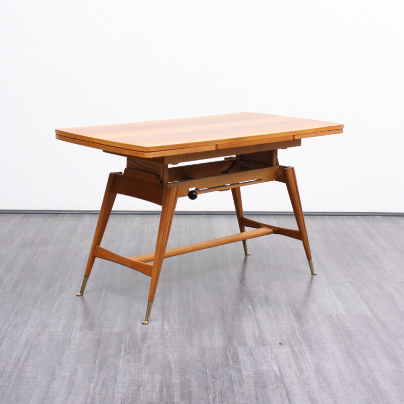 Vintage ajustable height walnut table - 1950s