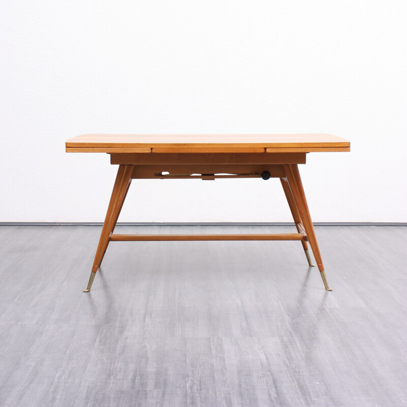 Vintage ajustable height walnut table - 1950s