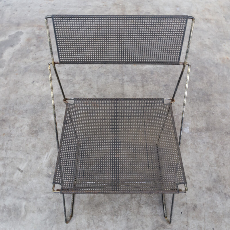 Set of 4 X-line metal frame chairs by Niels Jørgen Haugesen for Magis - 1970s