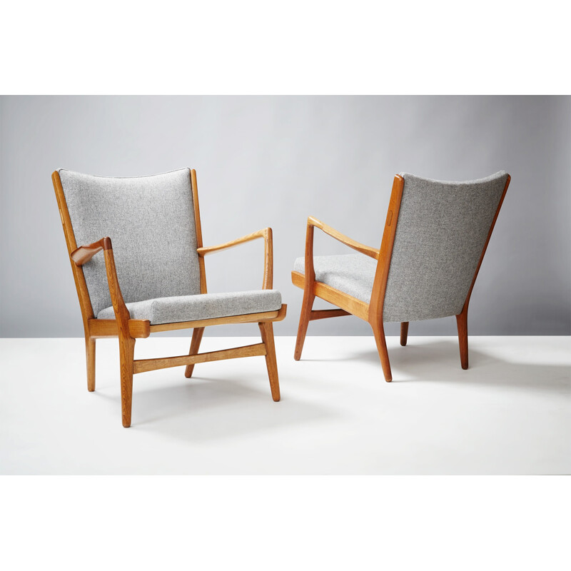 Pair of AP-16 highback grey armchairs by Hans Wegner - 1950s