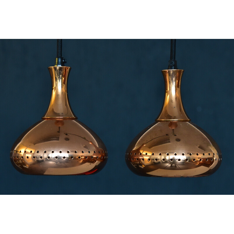 Copper pendant light by Hans Agne Jakobsson for AB Markaryd Sweden - 1950s 