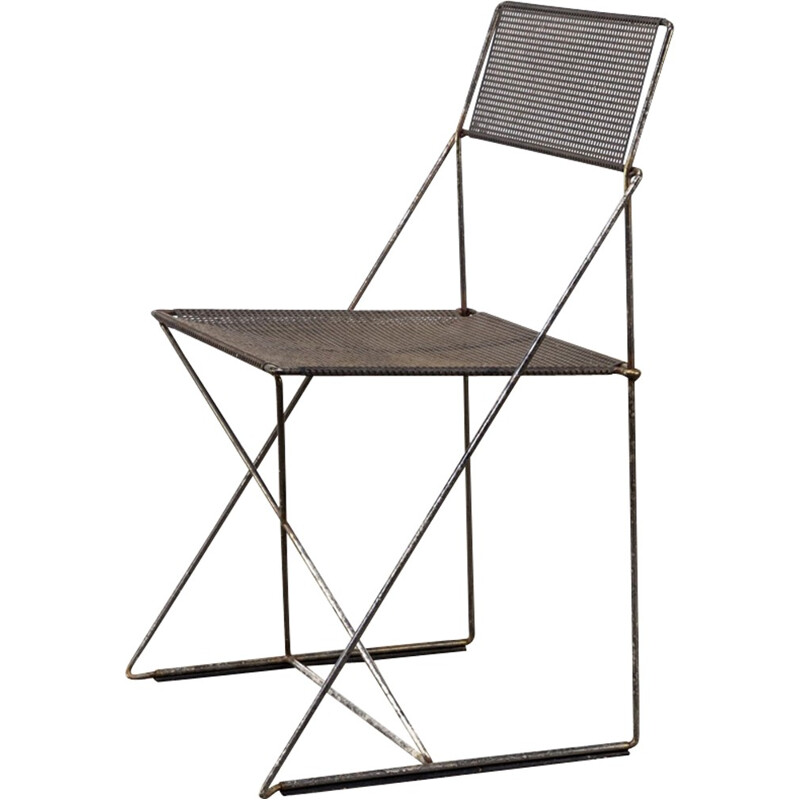 Set of 4 X-line metal frame chairs by Niels Jørgen Haugesen for Magis - 1970s