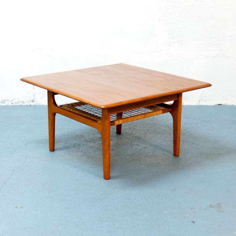 Square Danish coffee table in wood - 1960s