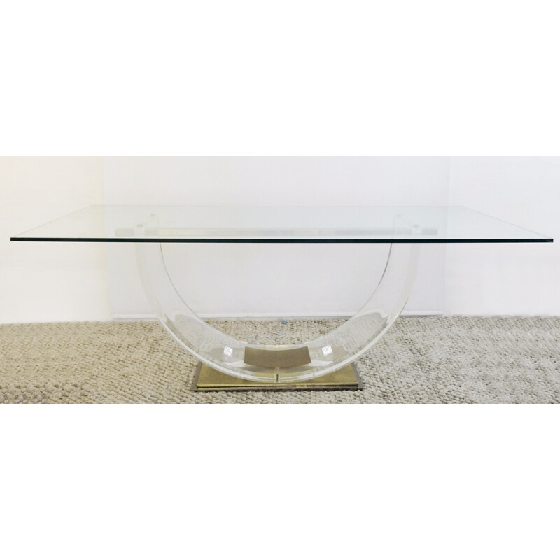 Vintage lucite coffee table in glass - 1970s