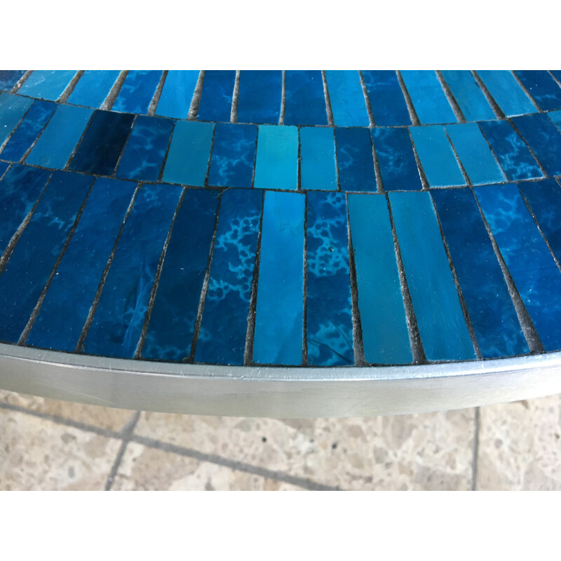 Vintage Blue Mosaic Coffee Table - 1960s