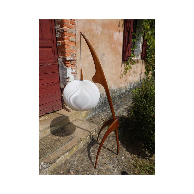 "Praying Mantis" white floor lamp by Jean Rispal - 1950s