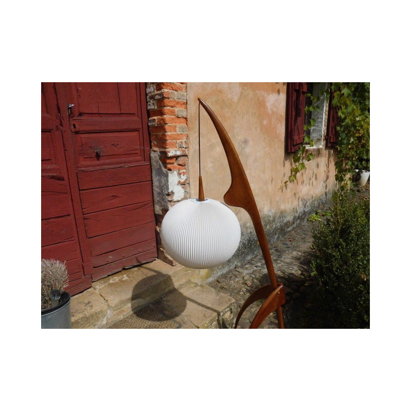 "Praying Mantis" white floor lamp by Jean Rispal - 1950s