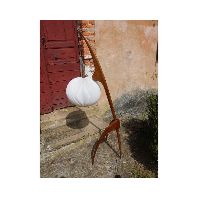 "Praying Mantis" white floor lamp by Jean Rispal - 1950s