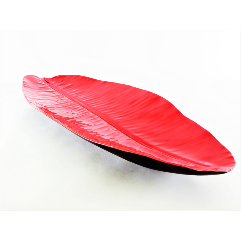 Original and elegant red ceramic plate by K.G Lunéville - 1960s