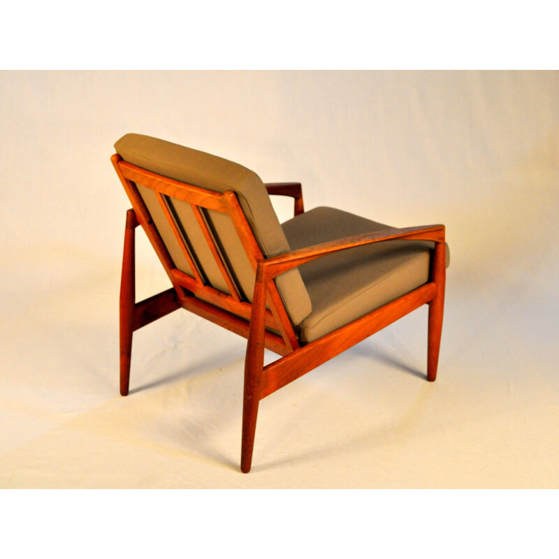 Pair of Armchairs in Teak and Green Fabric by Kai Kristiansen - 1950s