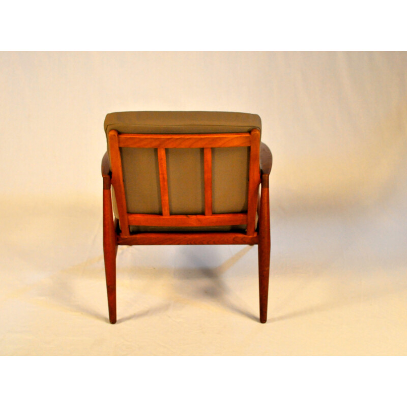 Pair of Armchairs in Teak and Green Fabric by Kai Kristiansen - 1950s
