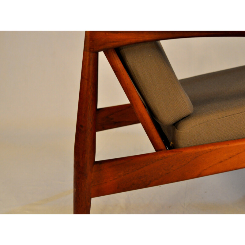 Pair of Armchairs in Teak and Green Fabric by Kai Kristiansen - 1950s