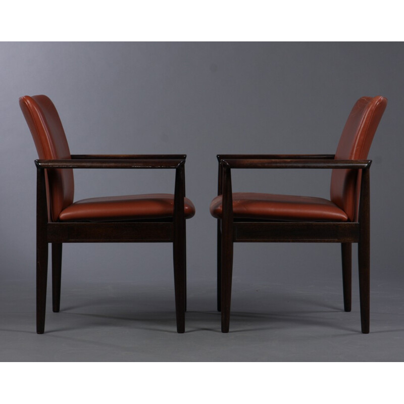 Model 209 Diplomat Armchair in Mahogany and Brown Leather by Finn Juhl for Cado - 1960s
