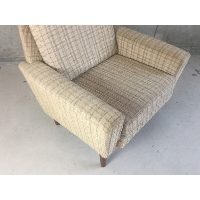 Danish mid century armchair with original check upholstery - 1960s