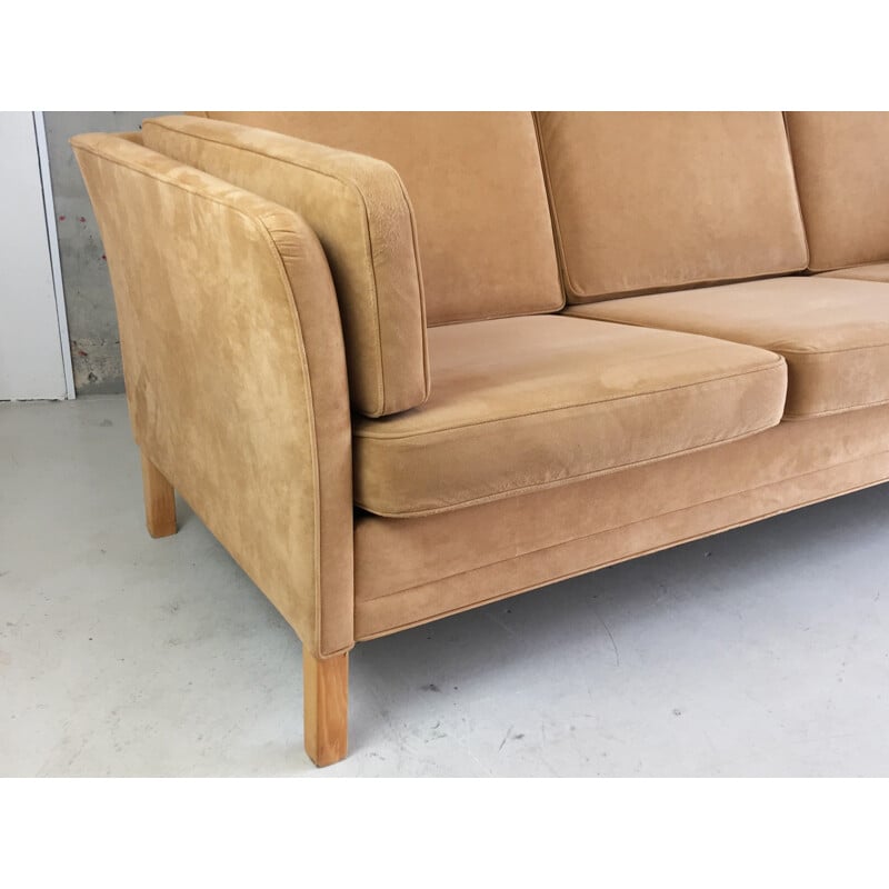Danish mid century 3 seater sofa with original suede upholstery - 1960s