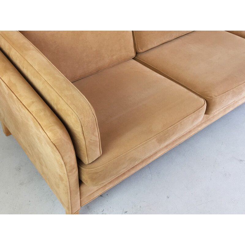 Danish mid century 3 seater sofa with original suede upholstery - 1960s