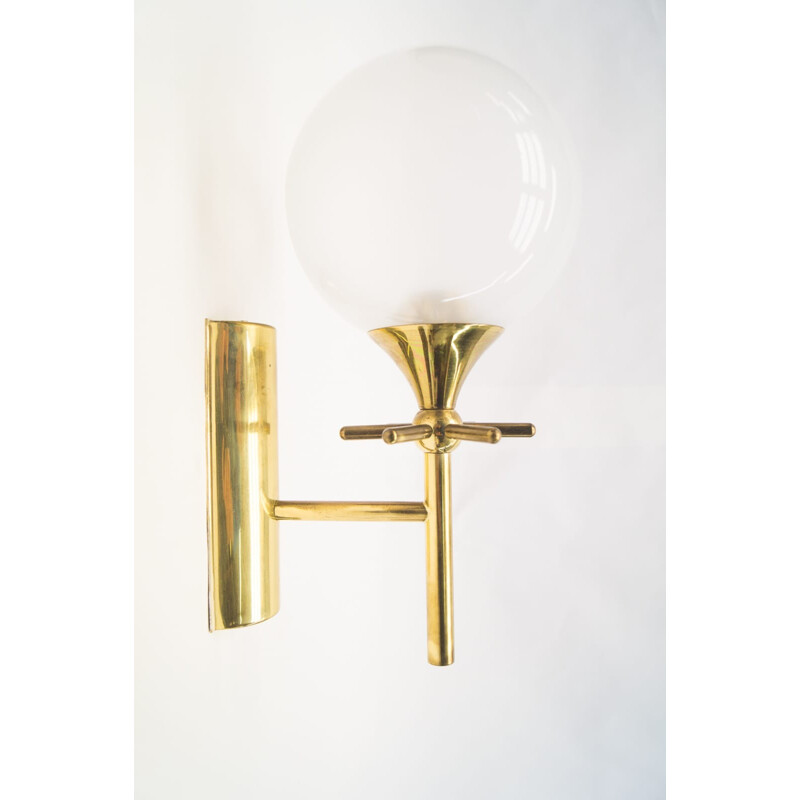Set of 2 Vintage Brass & Glass Sputnik Wall Lamps - 1960s