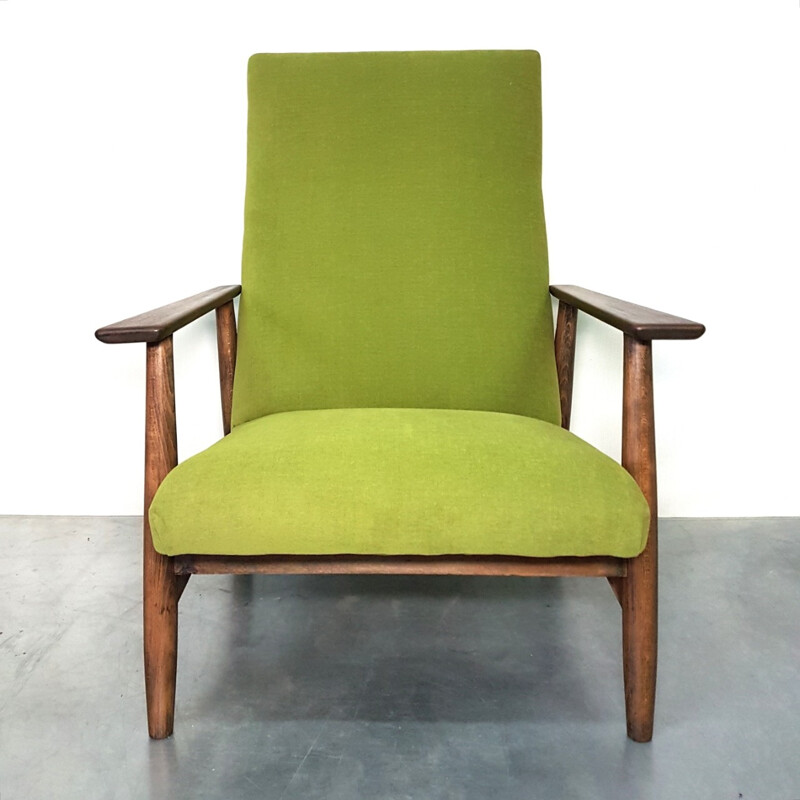 Vintage green armchair in teak - 1960s