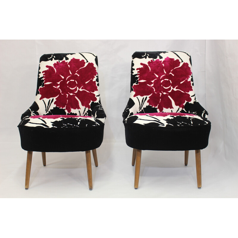 Pair of vintage armchairs, Ungaro fabric - 1950s