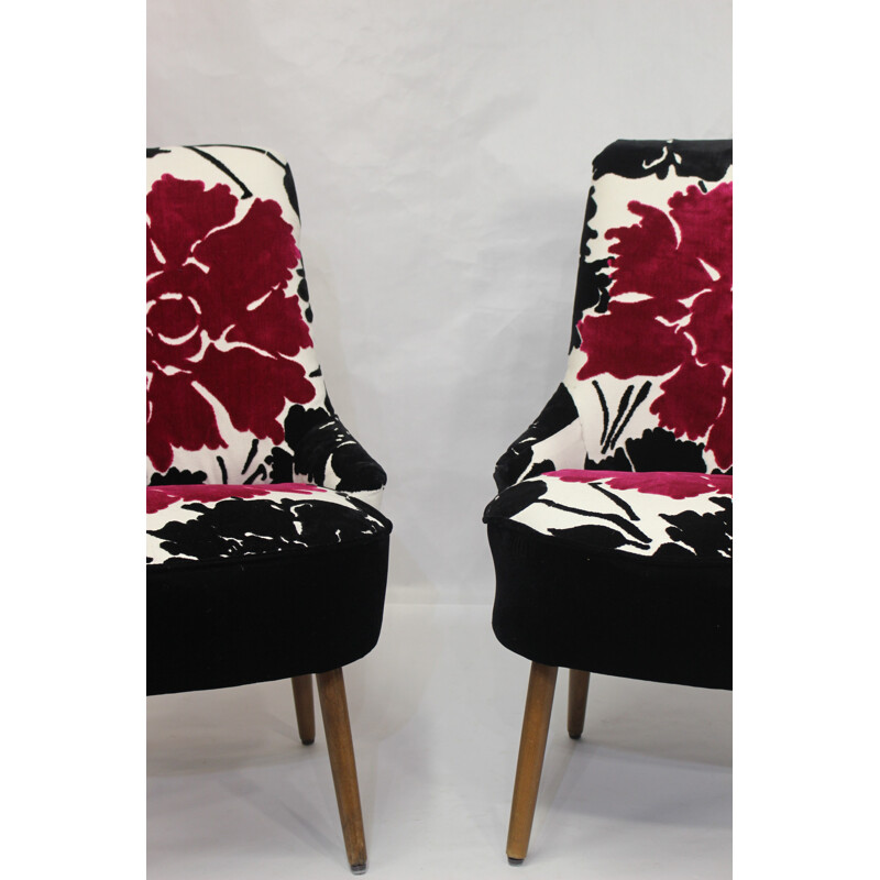 Pair of vintage armchairs, Ungaro fabric - 1950s